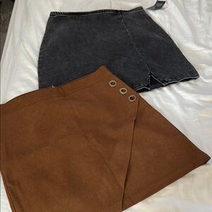 Stylish Dark Denium and Brown Women's Fall Skirt Set